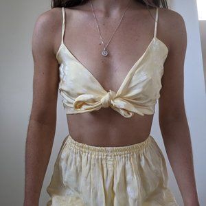 Yellow silk tie tank top/bralette (1/2 in set)